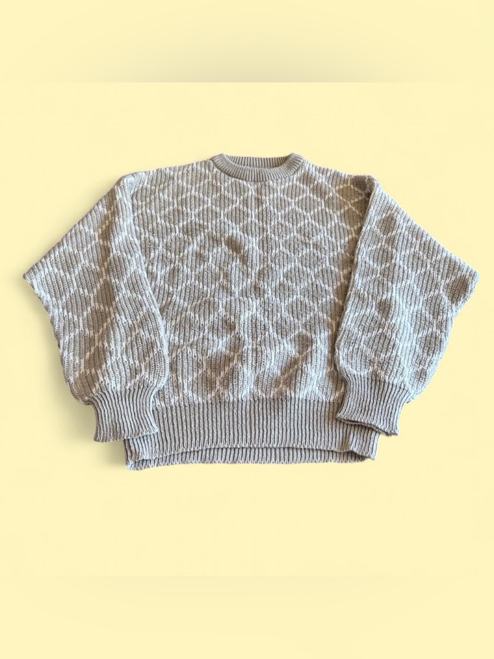 Vintage Canda Textured Knit Sweater Beige Cream Women’s M/L Oversized